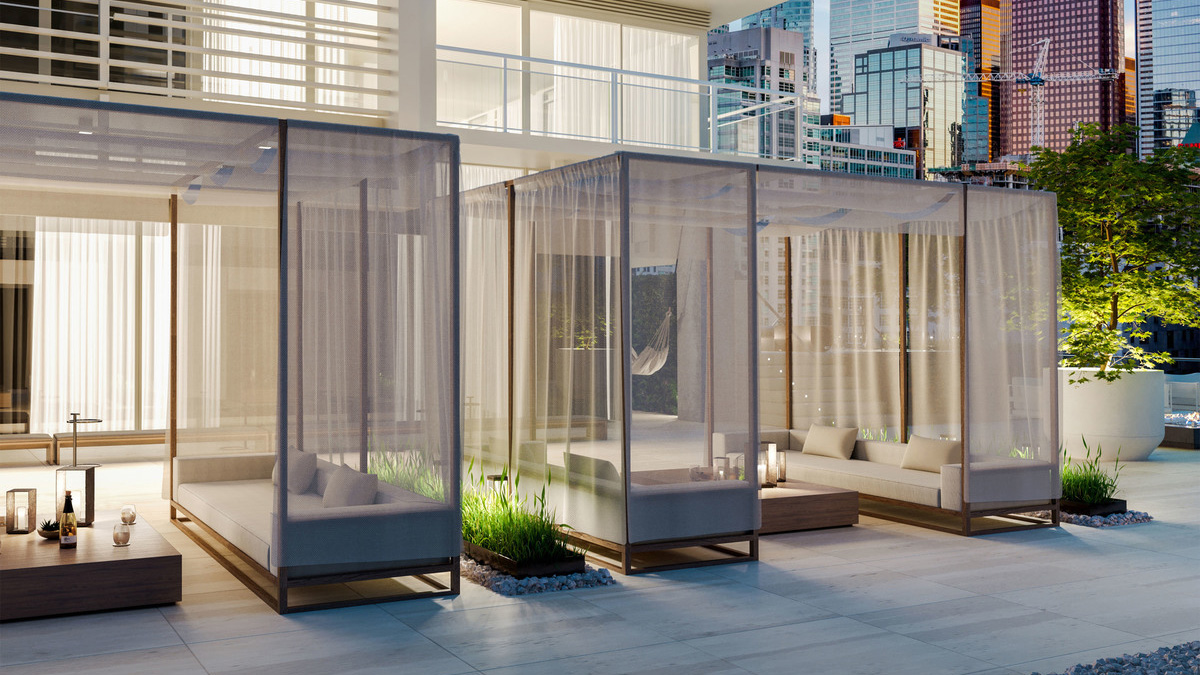 88 Queen outdoor amenity space with cabanas