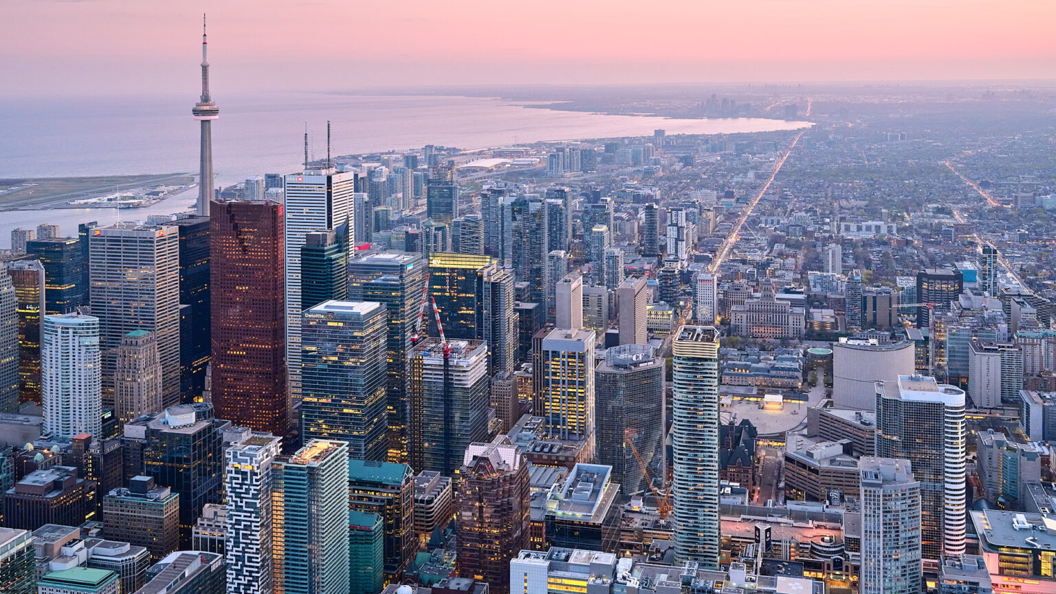 Aerial shot of Downtown Toronto