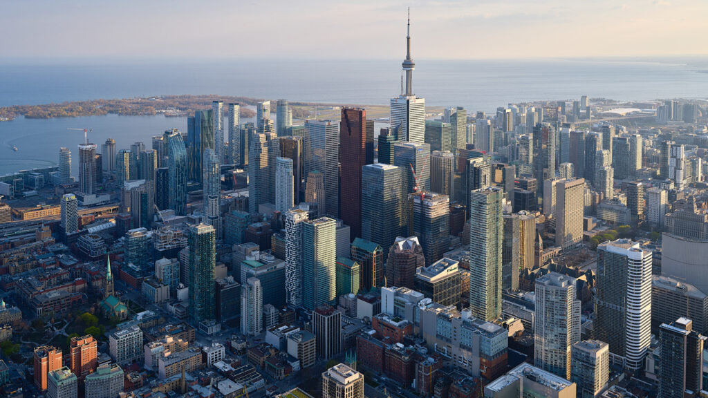 Aerial shot of Downtown Toronto