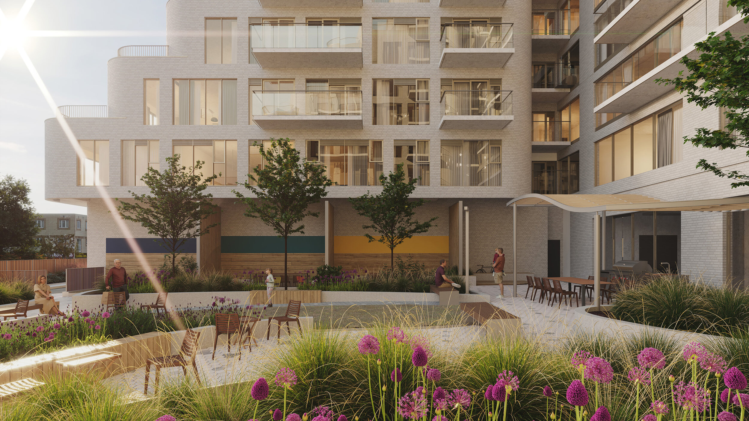 Outdoor Courtyard with BBQ, one of Reina's amenities spaces