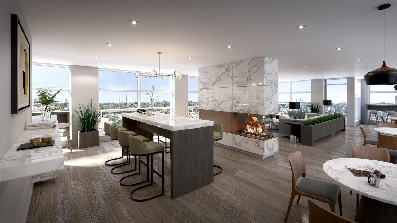 Scout's residence living room, dining room and views