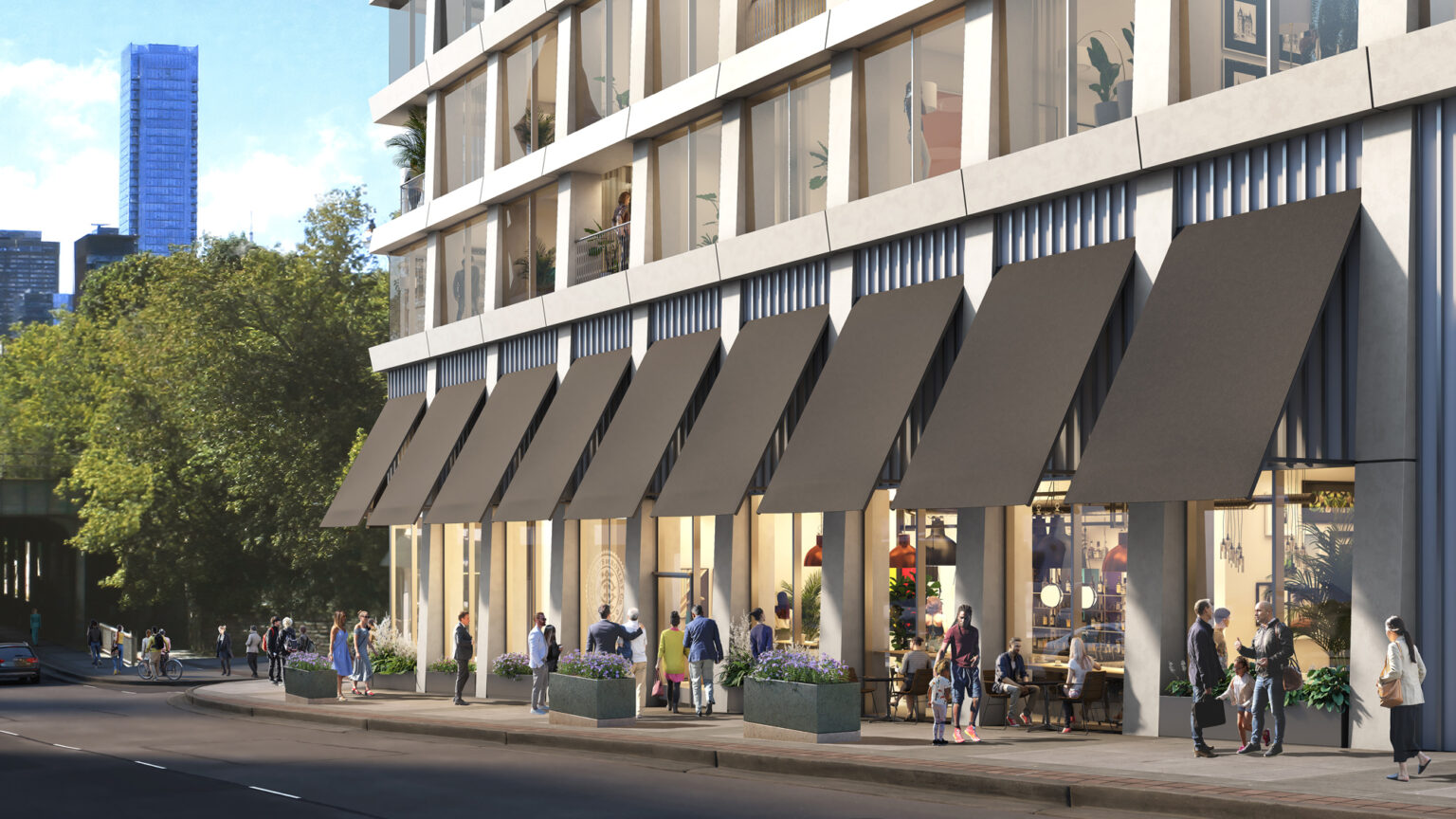 A proposed streetscape rendering of Yonge and Birch with a retail component